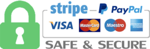 Safe, secure online payments accepted through Stripe & PayPal